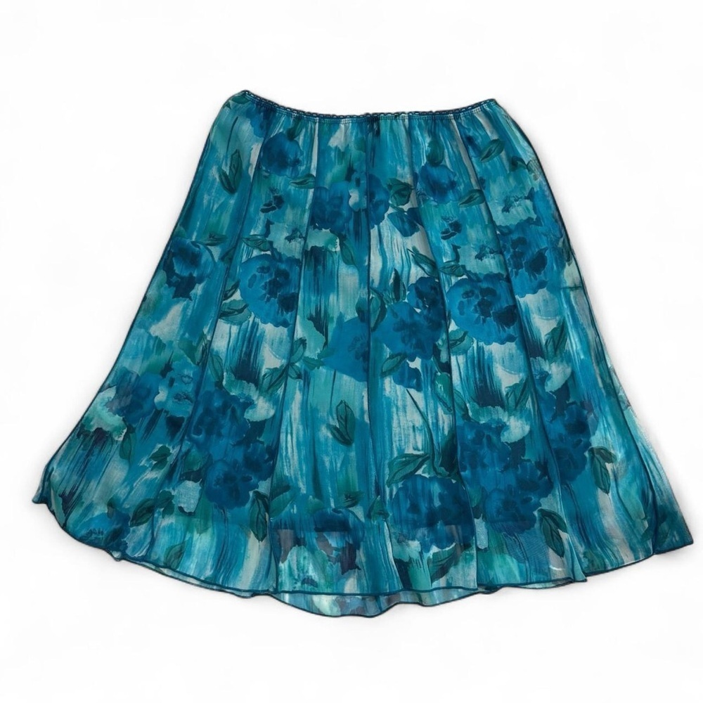 dressbarn Teal Floral Maxi Skirt